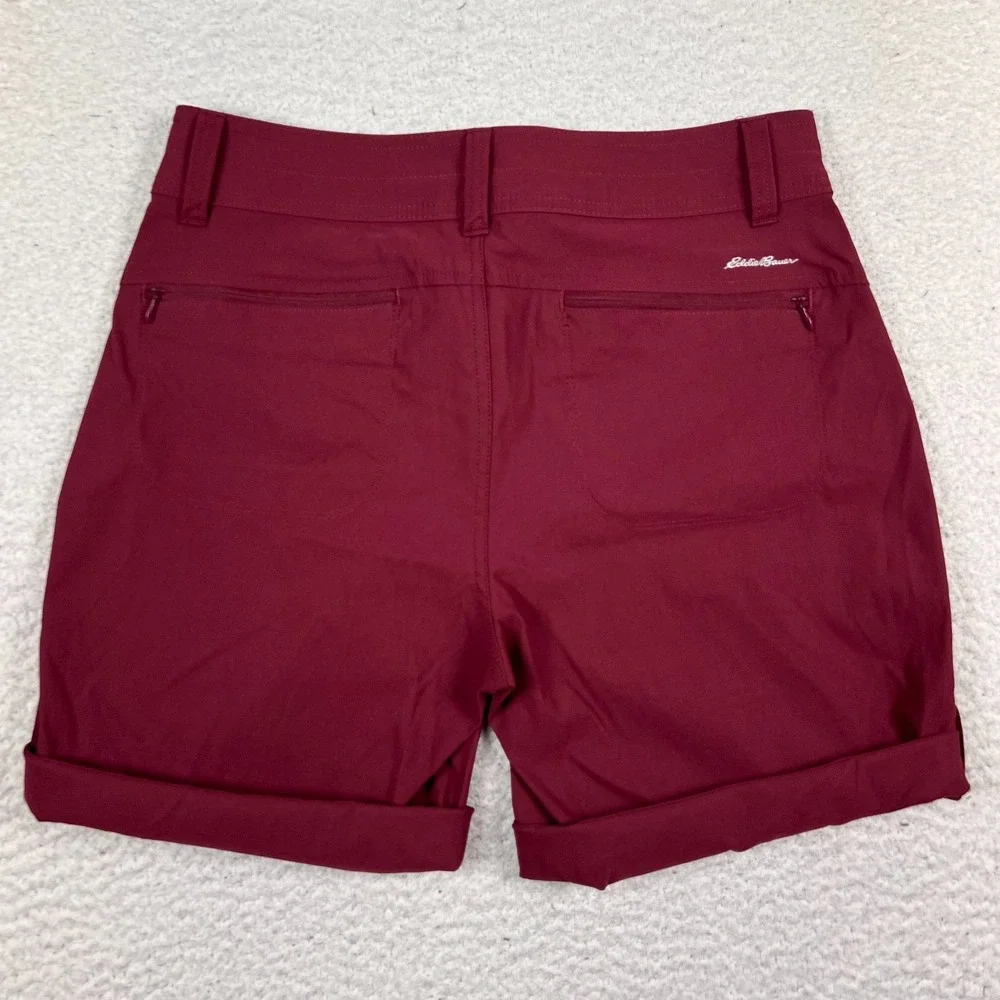 Eddie Bauer Shorts Womens 6‎ Rolled Hem Bermuda Pockets Hiking Outdoor Burgundy